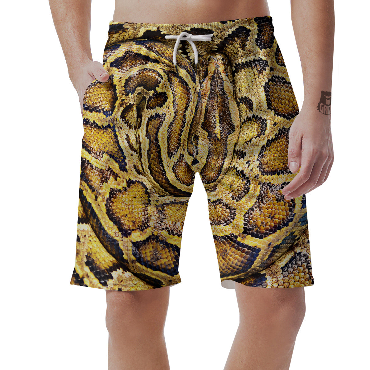 Snake Burmese Python Print Men's Shorts-grizzshop