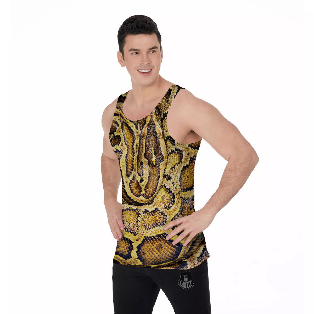 Snake Burmese Python Print Men's Tank Top-grizzshop