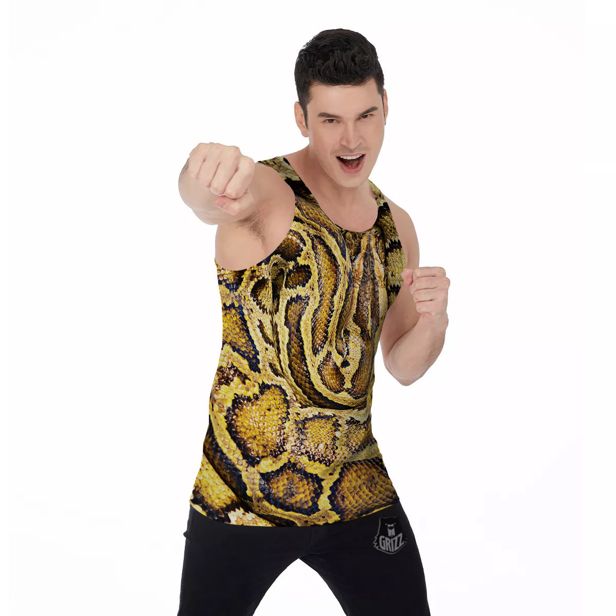 Snake Burmese Python Print Men's Tank Top-grizzshop