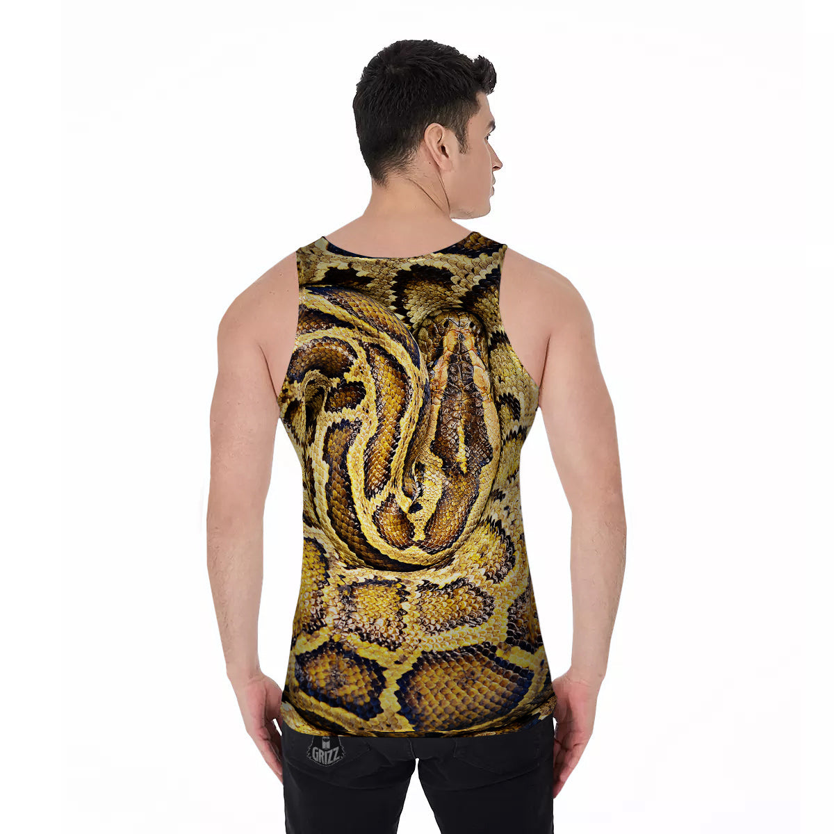 Snake Burmese Python Print Men's Tank Top-grizzshop