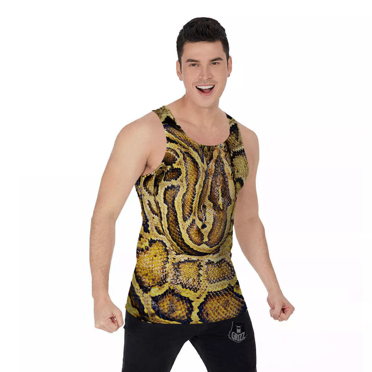 Snake Burmese Python Print Men's Tank Top-grizzshop