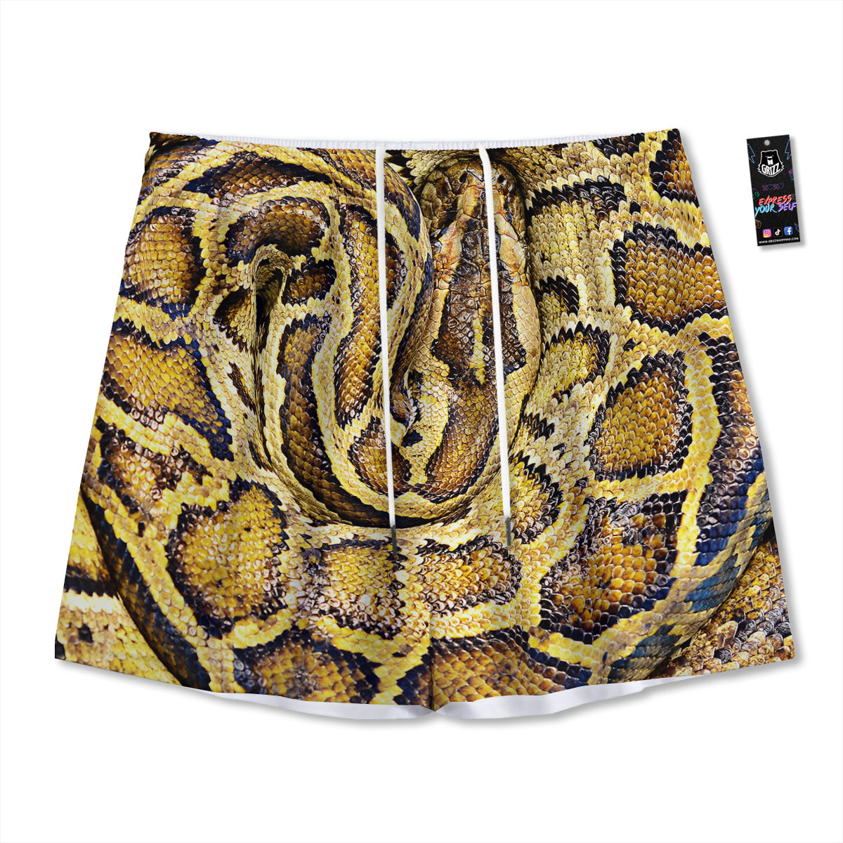 Scorpio Sign Black And Gold Print Mesh Shorts