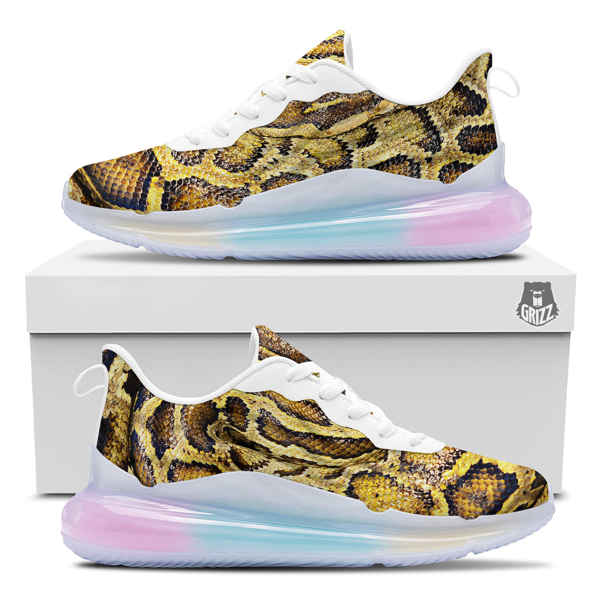 Snake Burmese Python Print Running Sneakers-grizzshop