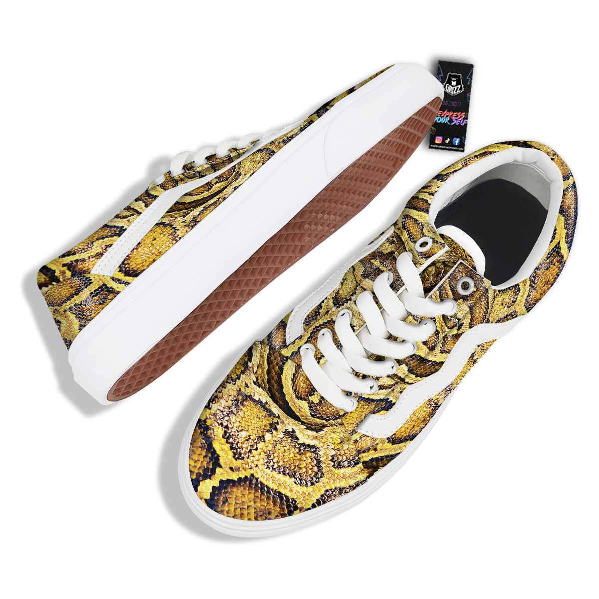 Snake Burmese Python Print Skate Shoes-grizzshop