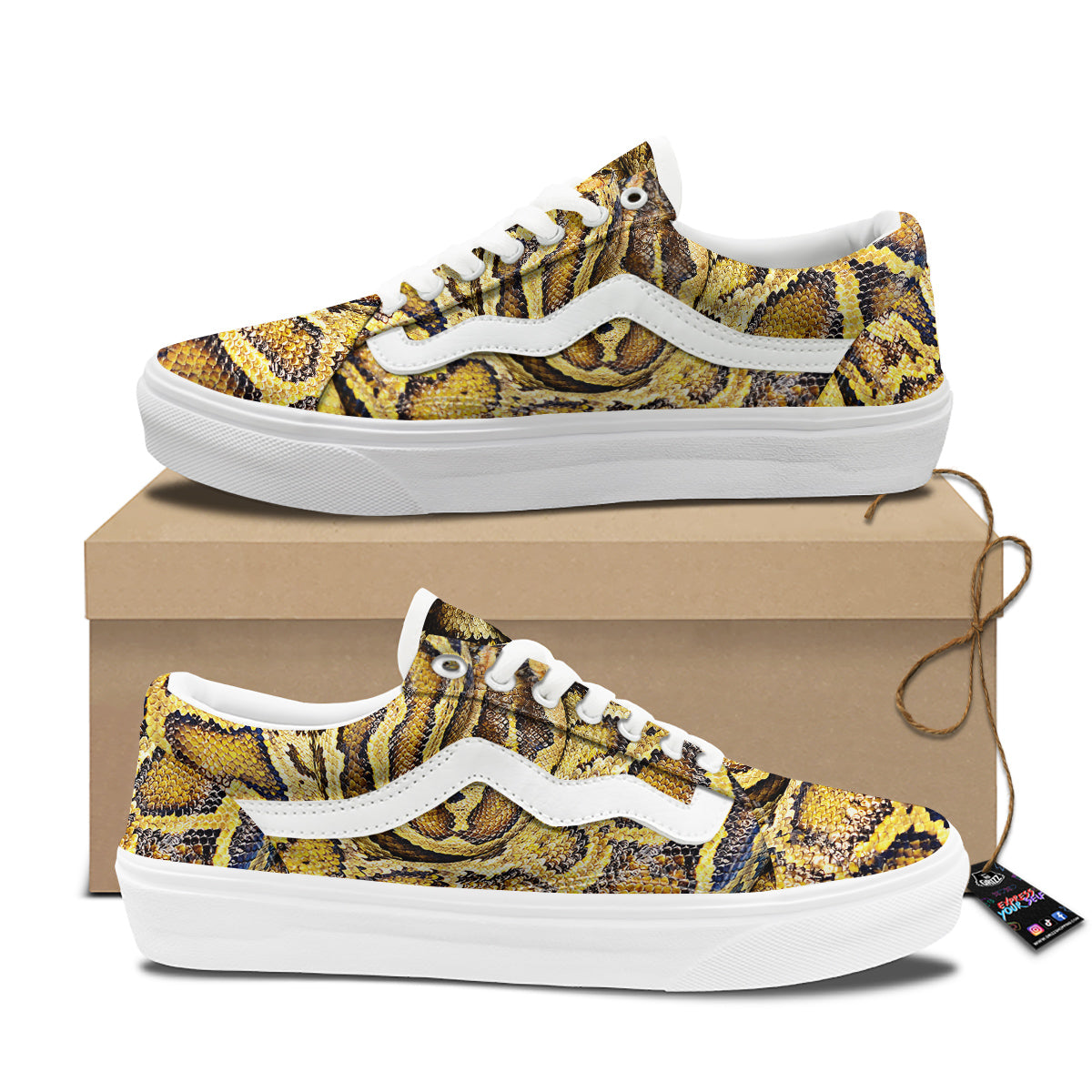 Snake Burmese Python Print Skate Shoes-grizzshop