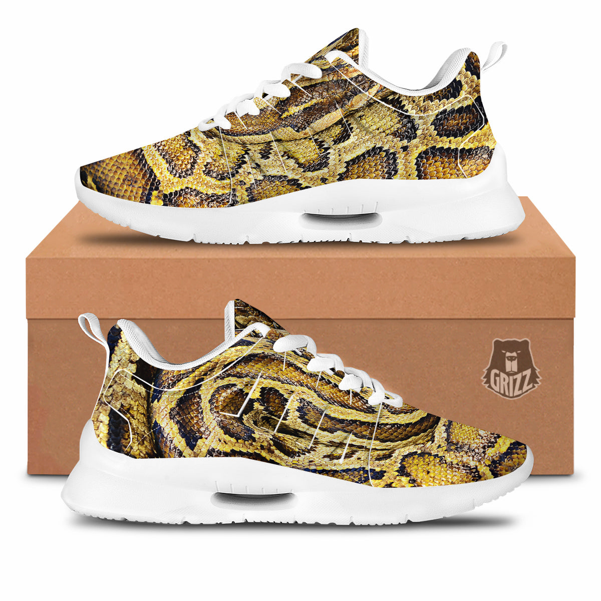 Snake Burmese Python Print Tennis Shoes-grizzshop