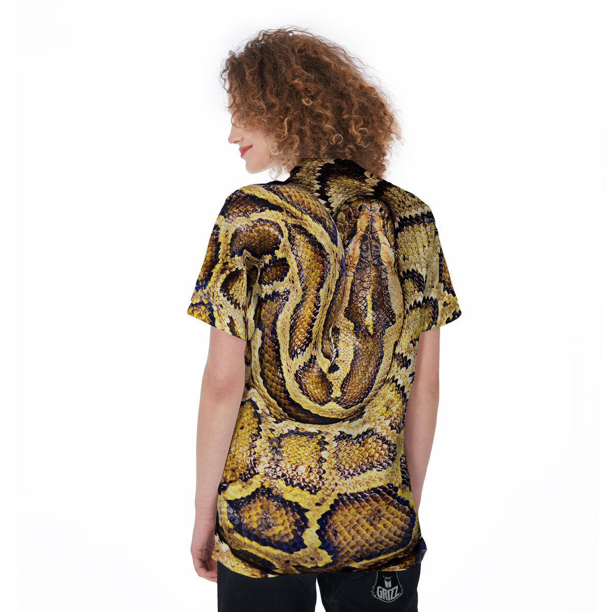 Snake Burmese Python Print Women's Golf Shirts-grizzshop