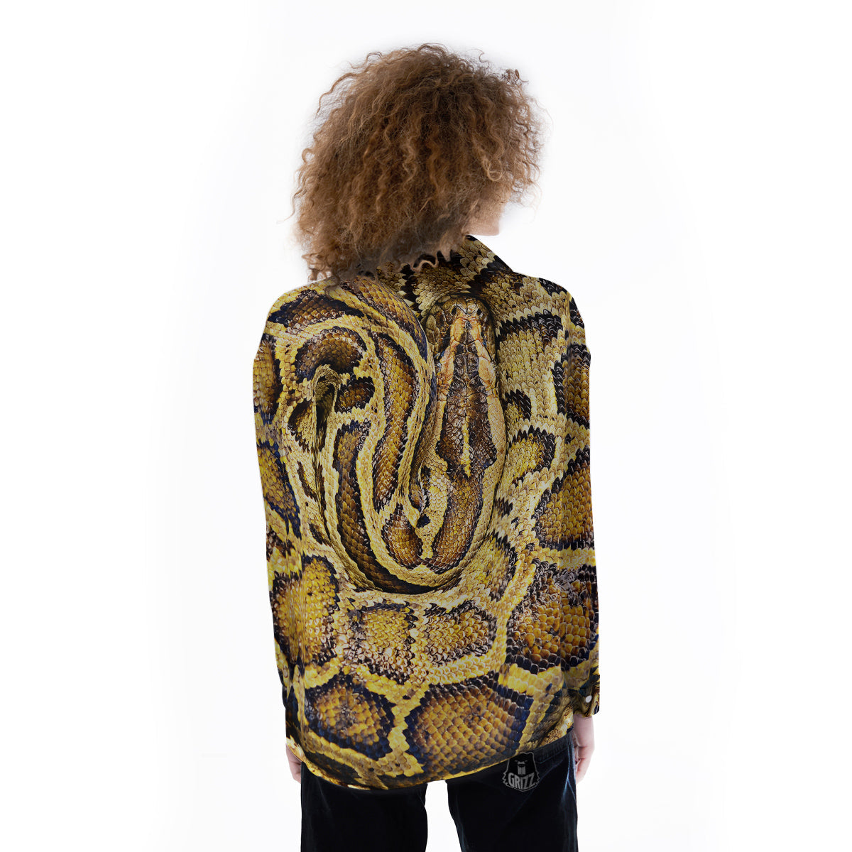 Snake Burmese Python Print Women's Long Sleeve Shirts-grizzshop