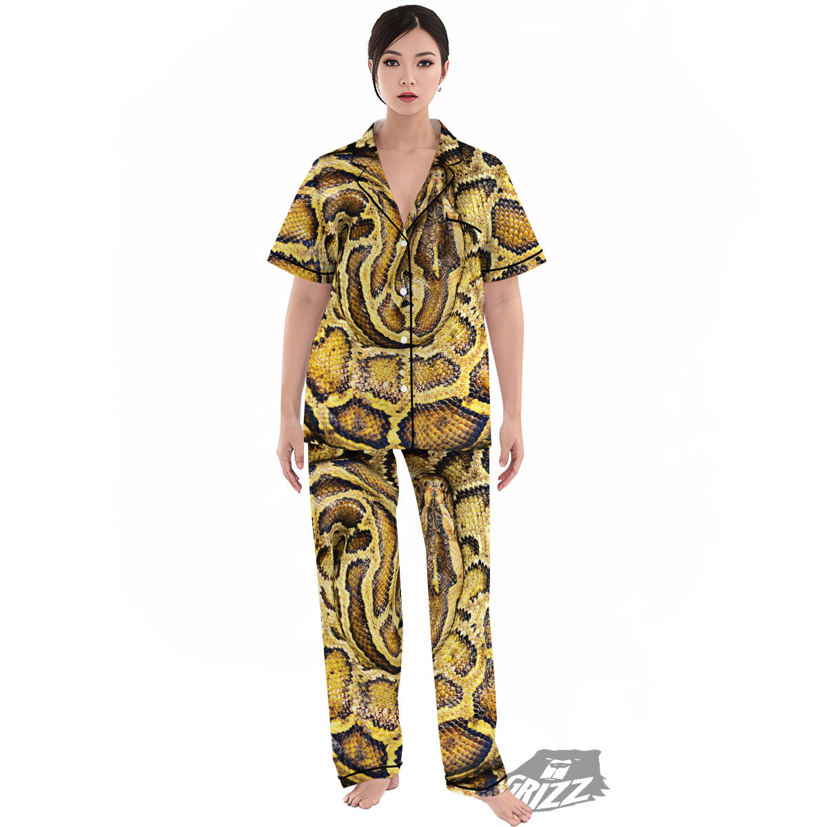 Snake Burmese Python Print Women's Pajamas Set-grizzshop