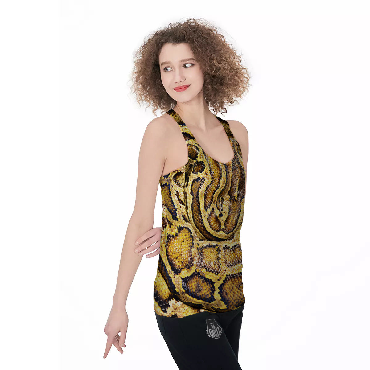 Snake Burmese Python Print Women's Racerback Tank Top-grizzshop