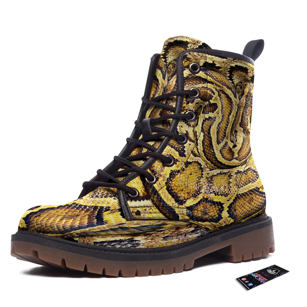 Snake Burmese Python Print Work Boots-grizzshop