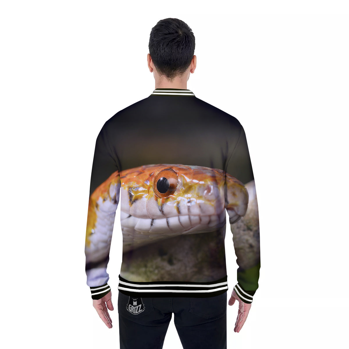 Snake Corn Print Baseball Jacket-grizzshop