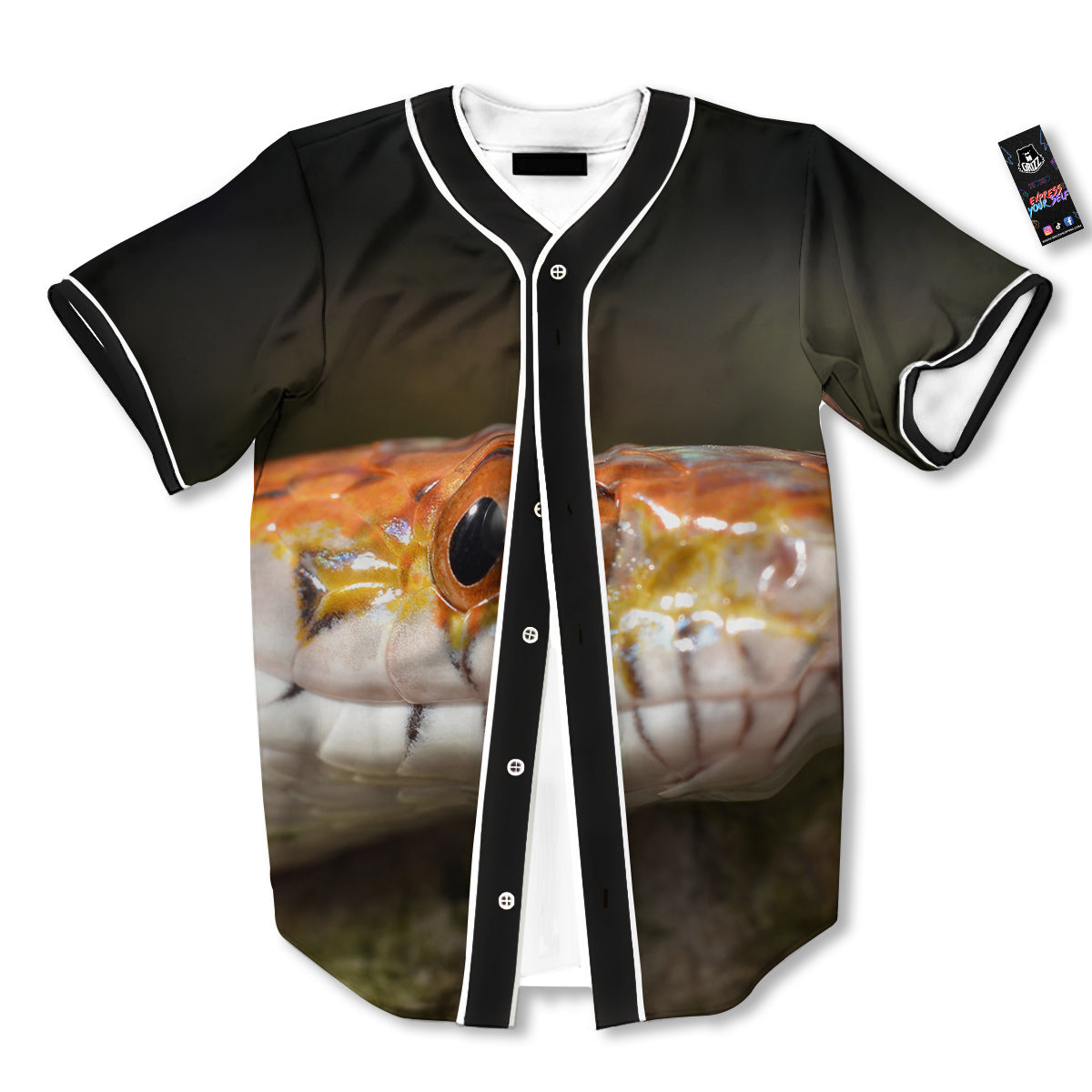 Snake Corn Print Baseball Jersey-grizzshop