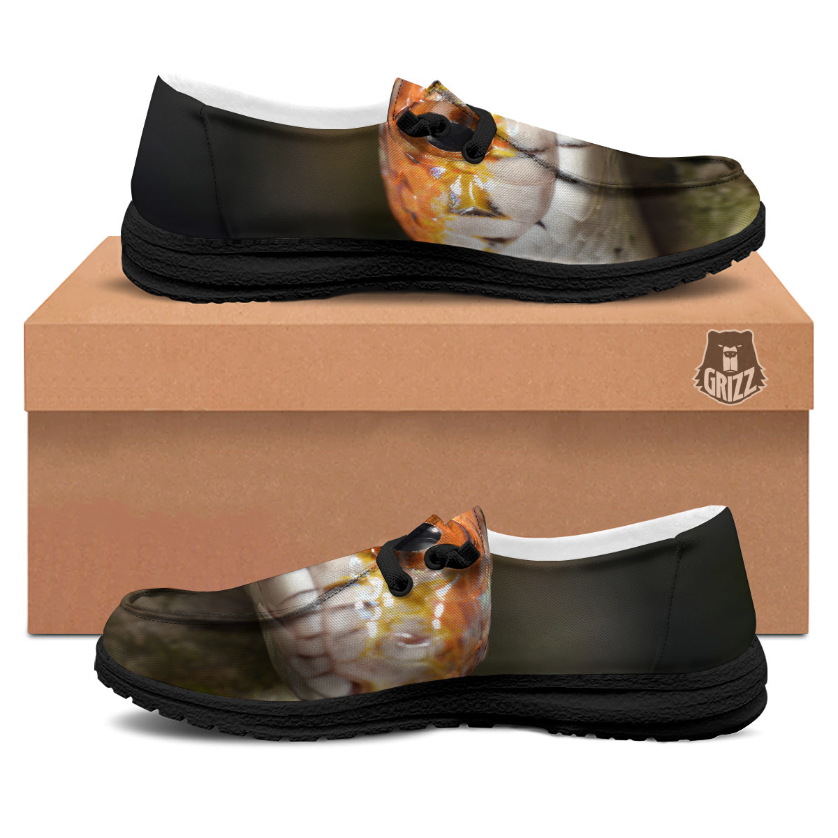 Snake Corn Print Black Loafers-grizzshop
