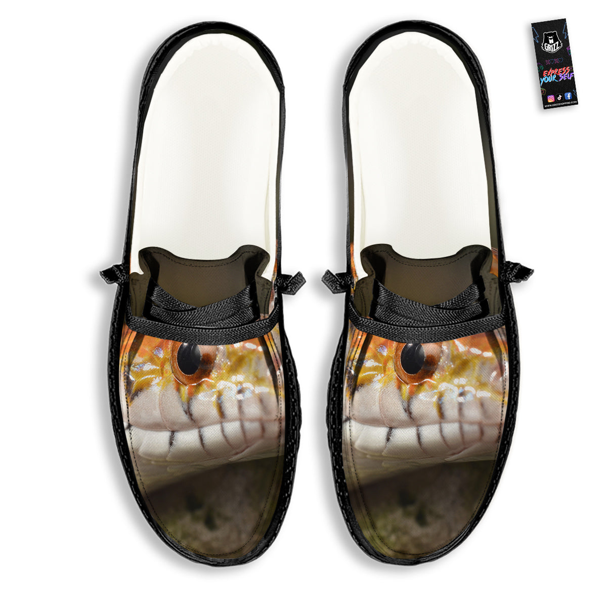 Snake Corn Print Black Loafers-grizzshop