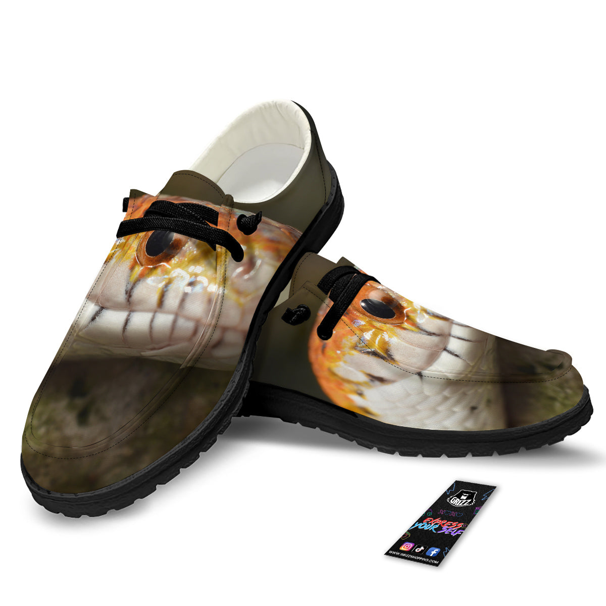 Snake Corn Print Black Loafers-grizzshop