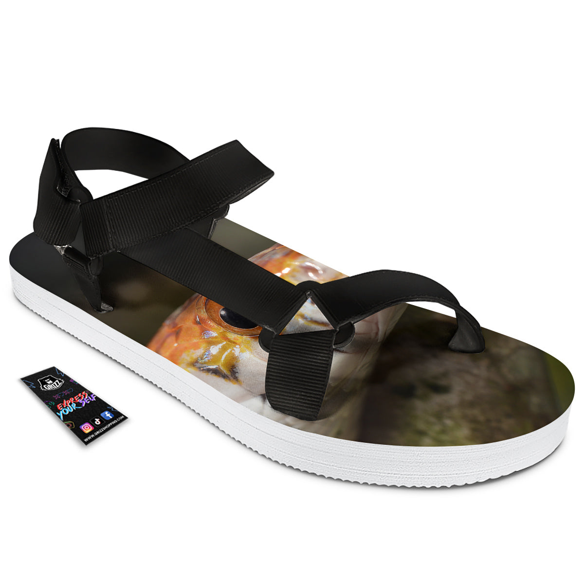 Snake Corn Print Black Open Toe Sandals-grizzshop