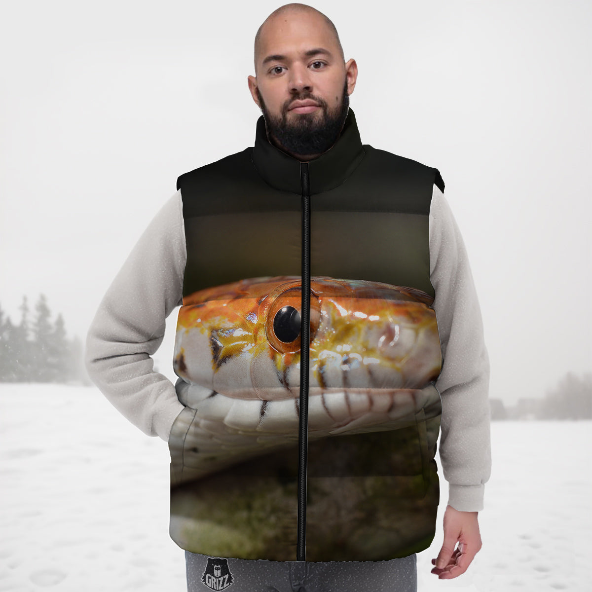 Snake Corn Print Down Vest