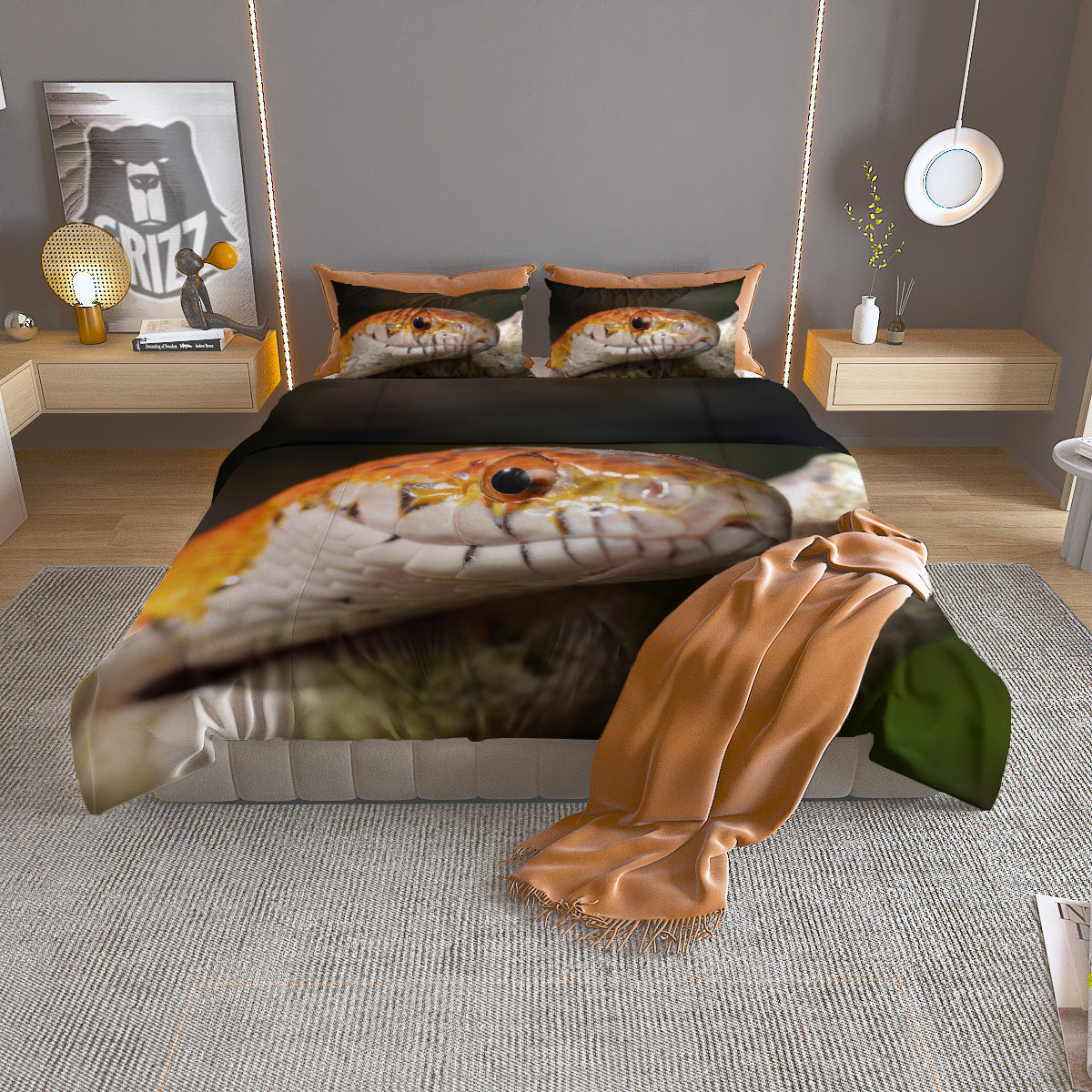 Scottish Plaid Grey Black And Red Print Duvet Cover Bedding Set