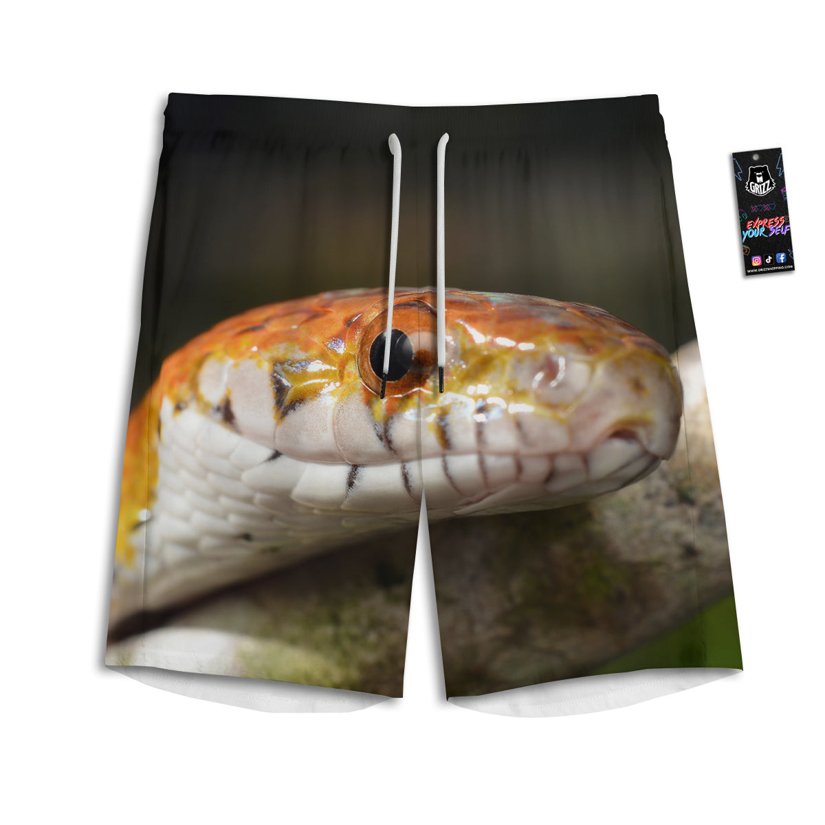 Snake Corn Print Men's Athletic Shorts