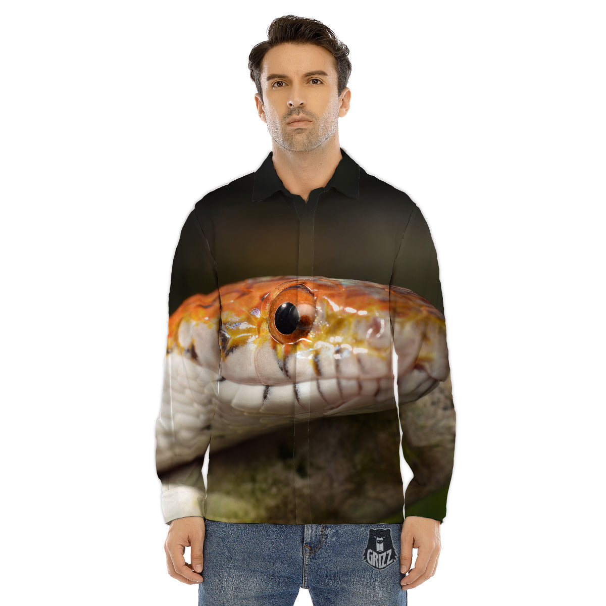 Snake Corn Print Men's Dress Shirts-grizzshop