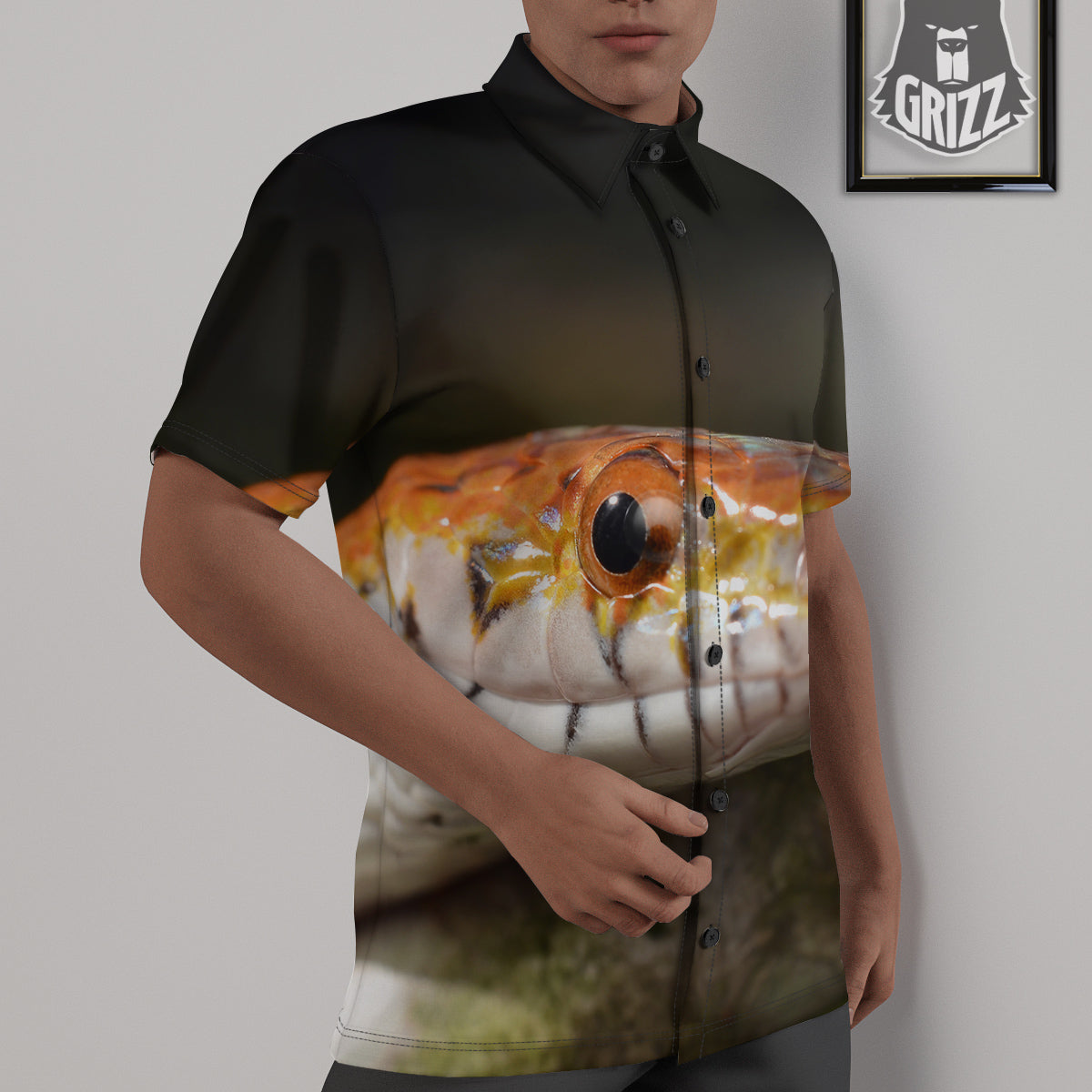 Snake Corn Print Untucked Shirts-grizzshop