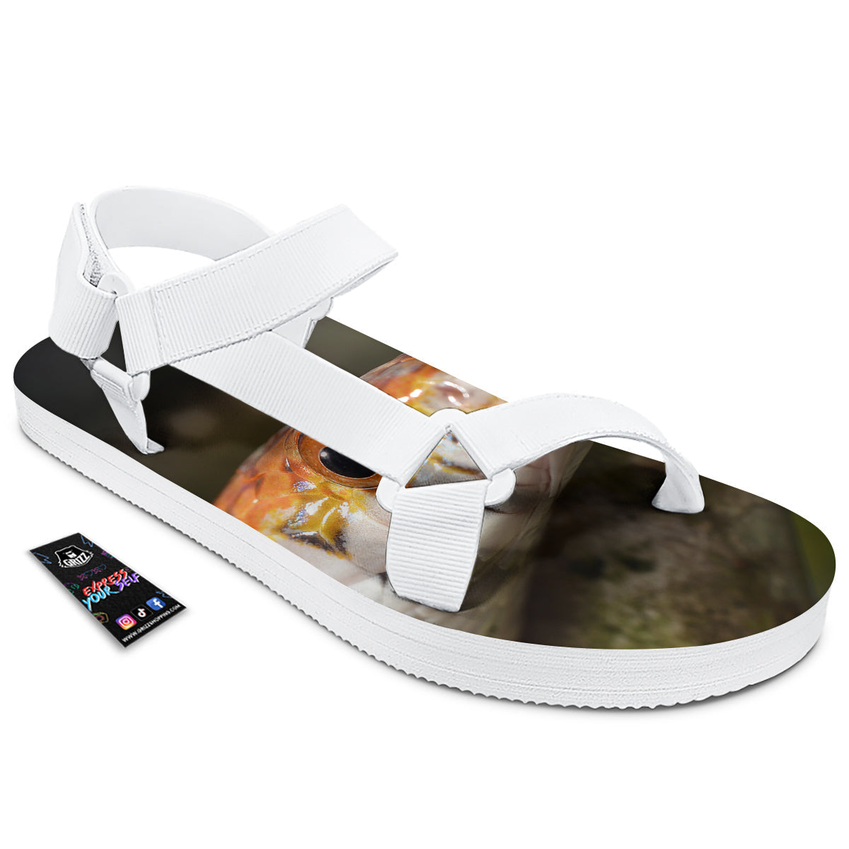 Snake Corn Print White Open Toe Sandals-grizzshop