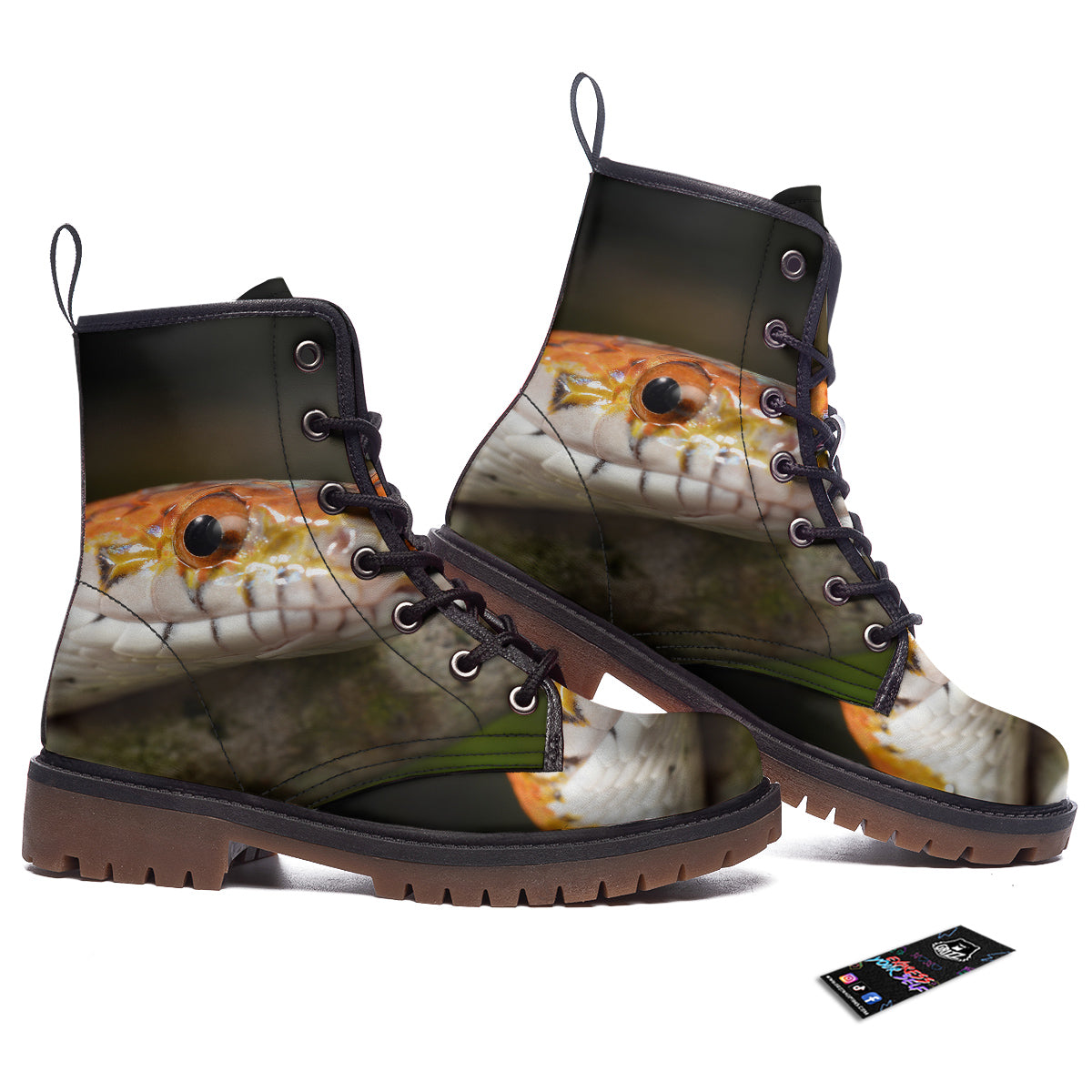 Snake Corn Print Work Boots-grizzshop