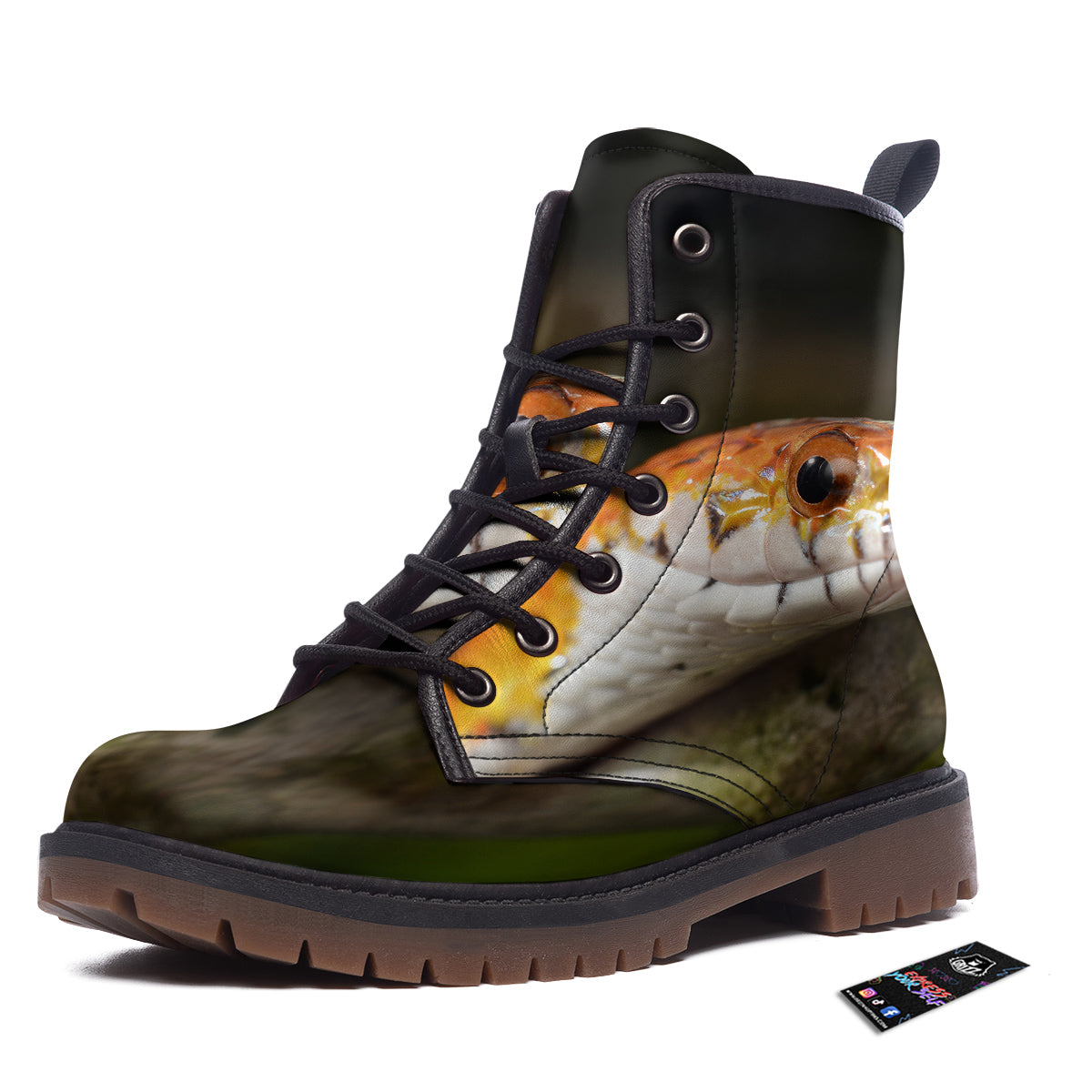 Snake Corn Print Work Boots-grizzshop