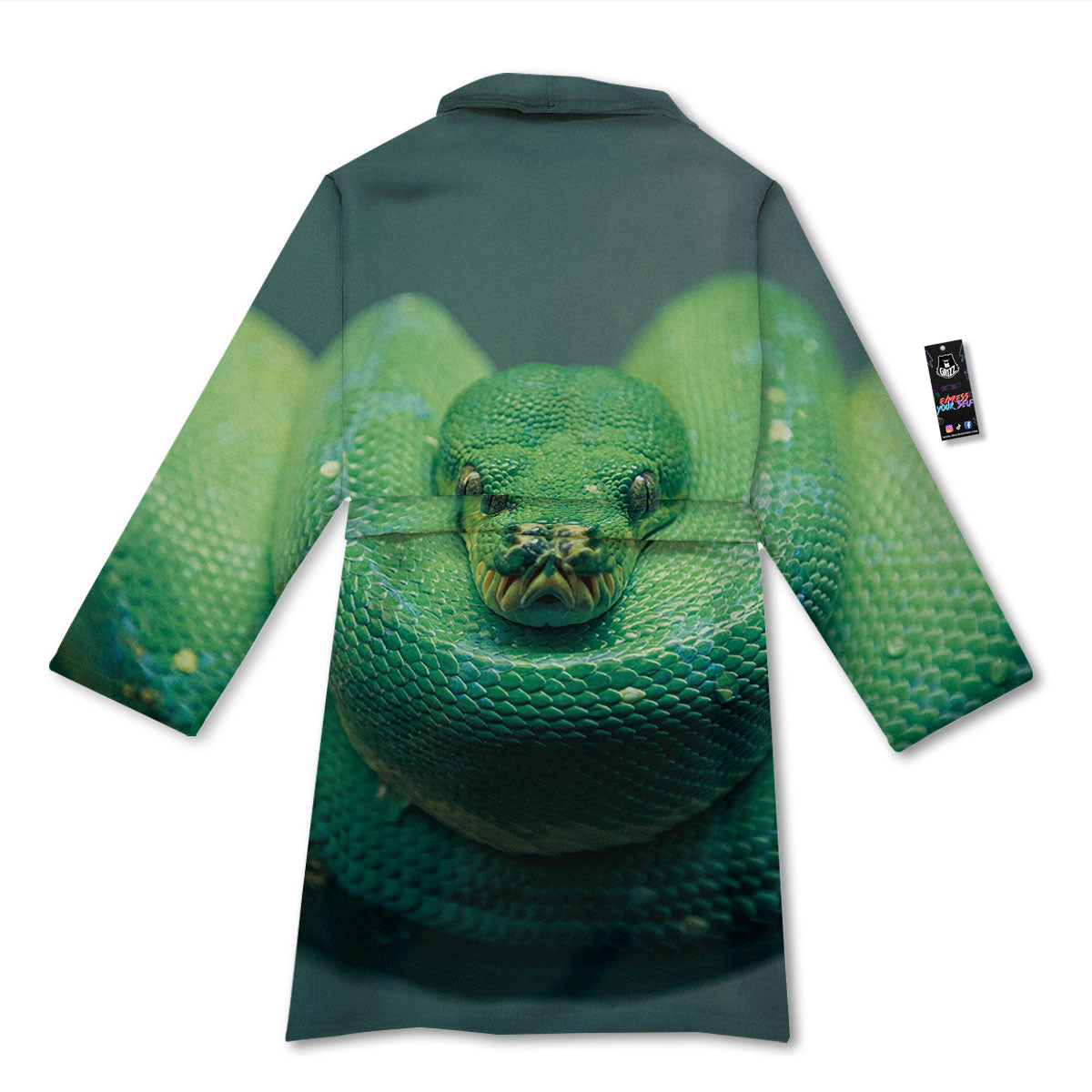 Snake Emerald Tree Boa Print Bathrobe-grizzshop