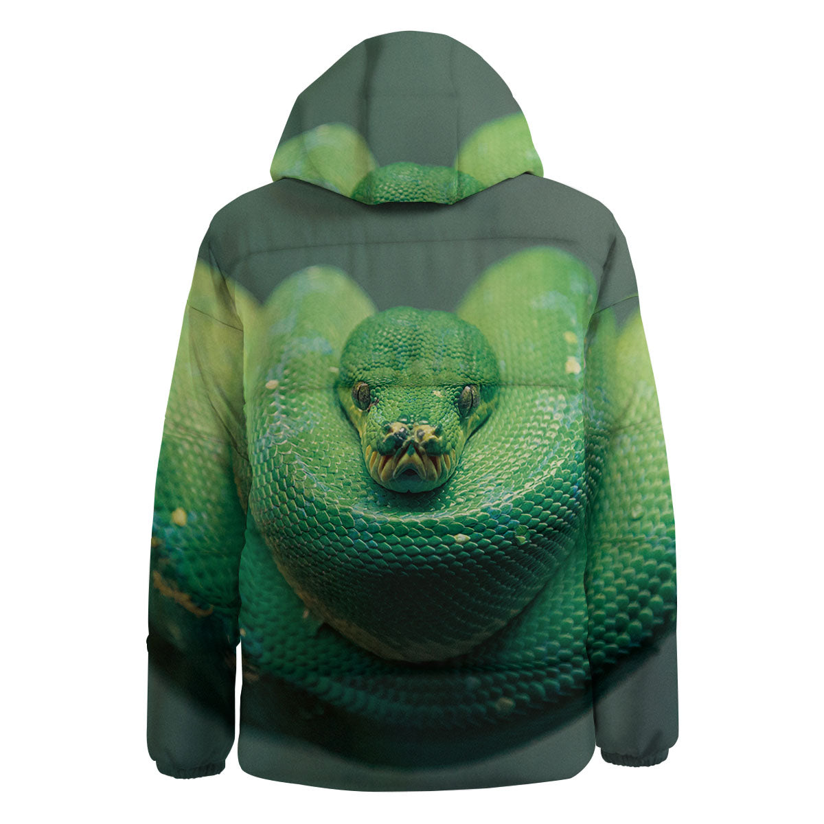 Snake Emerald Tree Boa Print Down Jacket-grizzshop