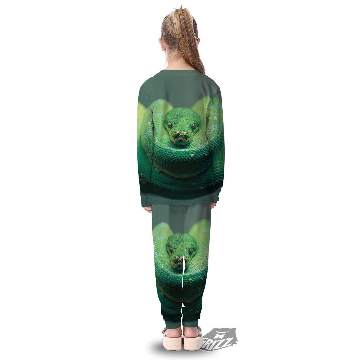 Snake Emerald Tree Boa Print Kid's Pajamas-grizzshop