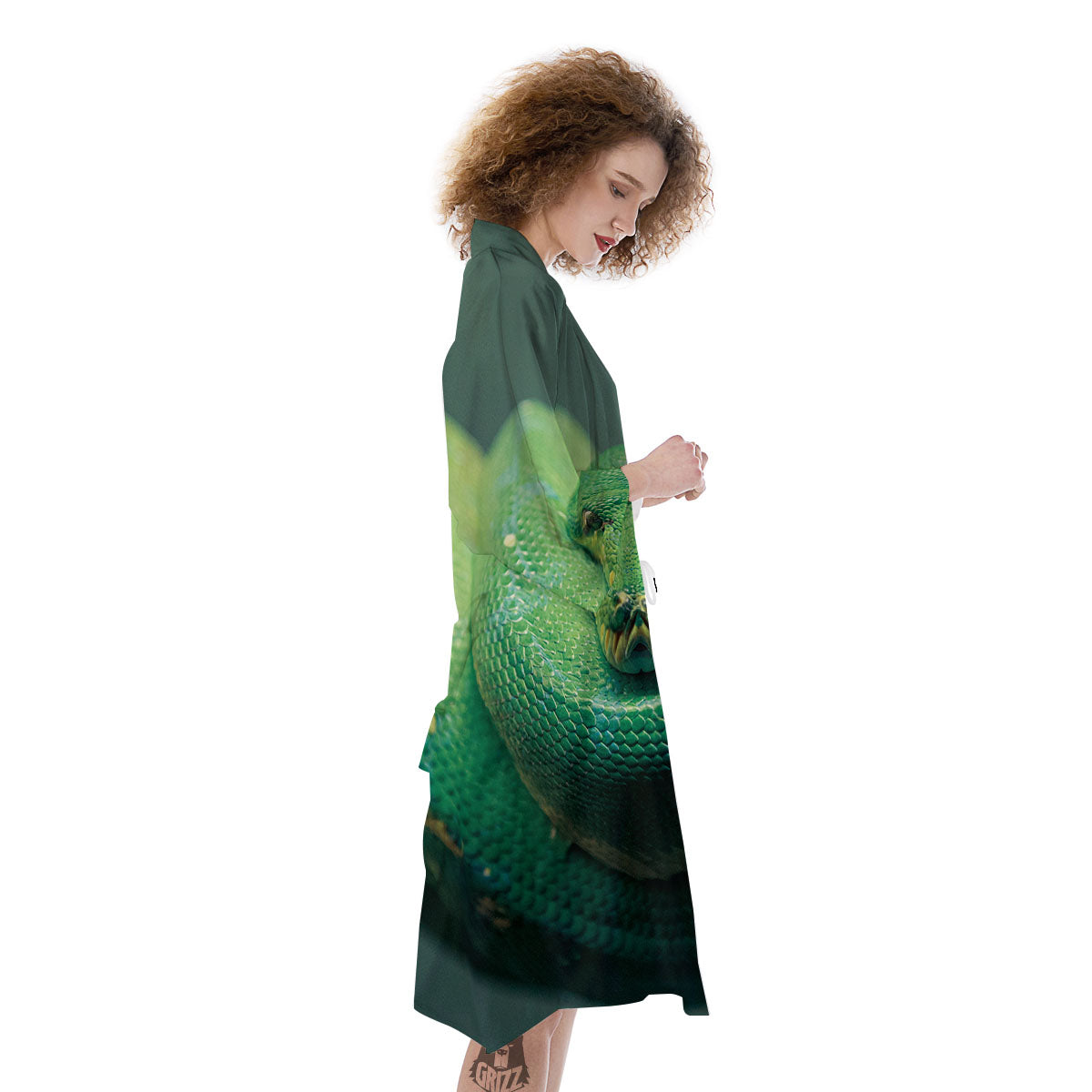 Snake Emerald Tree Boa Print Kimono-grizzshop