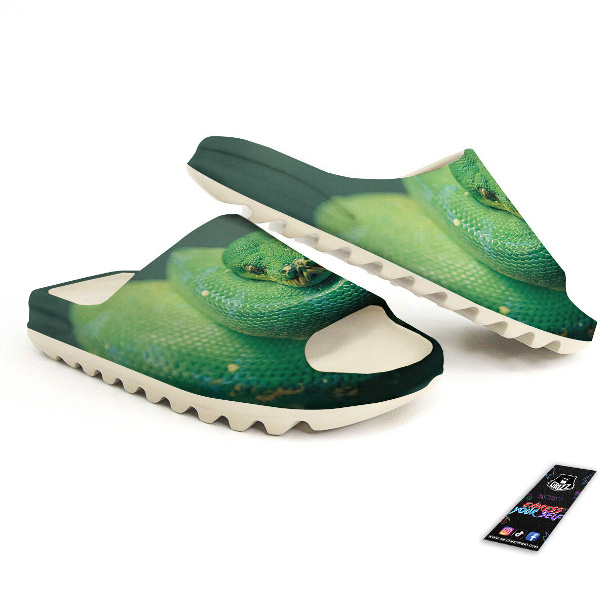 Snake Emerald Tree Boa Print Sandals-grizzshop