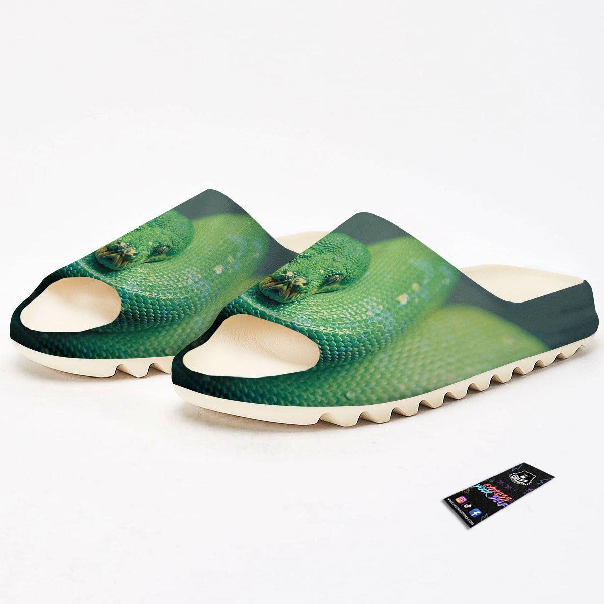 Snake Emerald Tree Boa Print Sandals-grizzshop