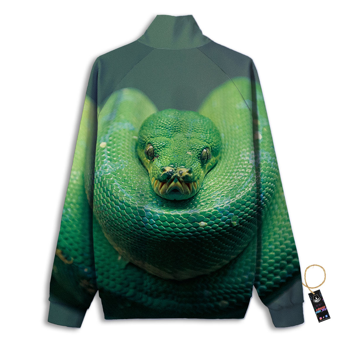 Snake Emerald Tree Boa Print Track Jacket-grizzshop