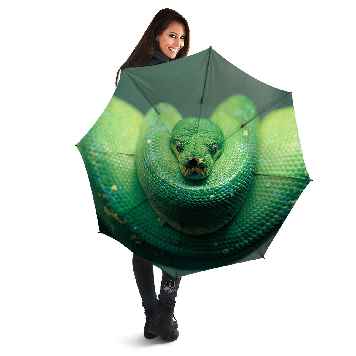 Snake Emerald Tree Boa Print Umbrella-grizzshop