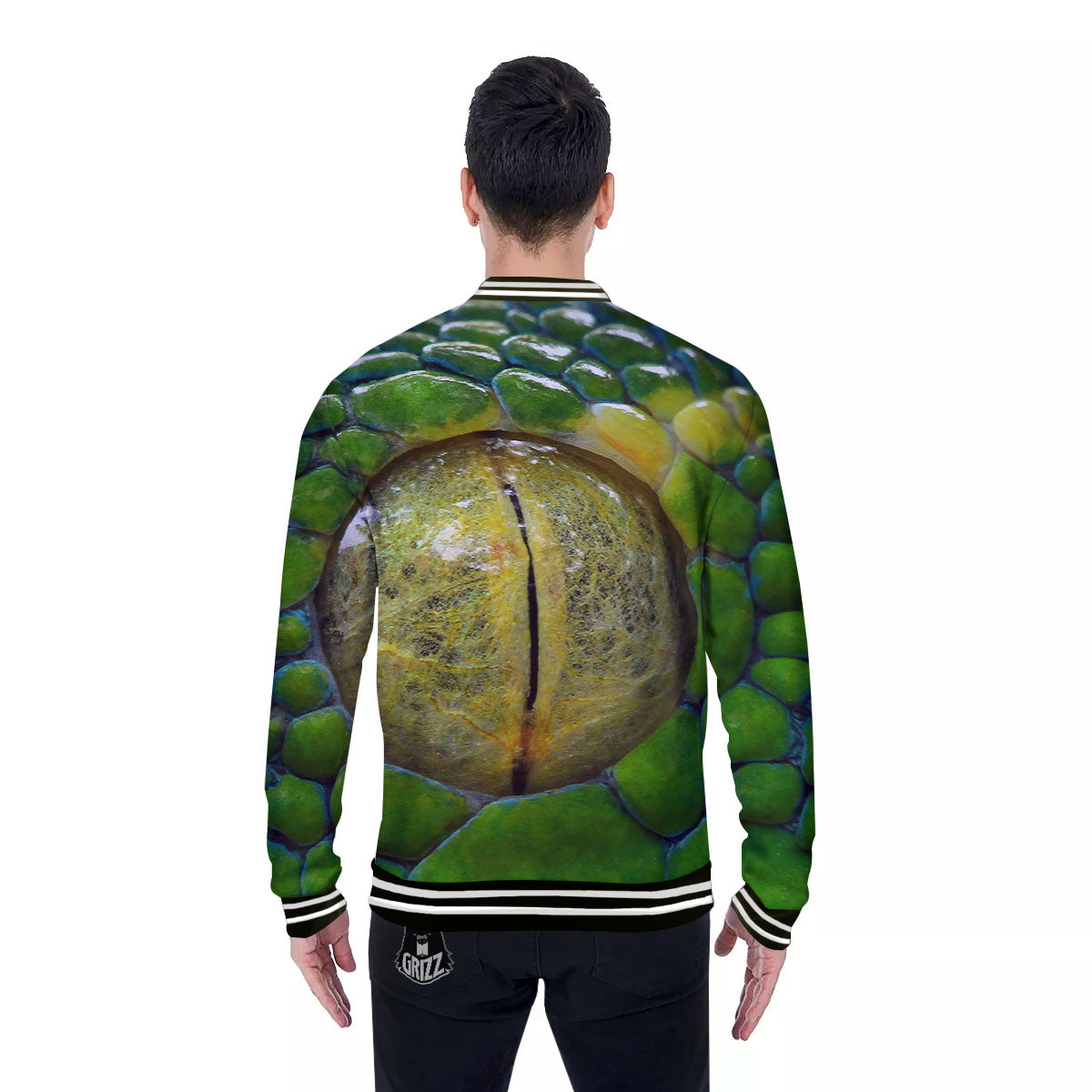 Snake Eye Green Print Baseball Jacket-grizzshop