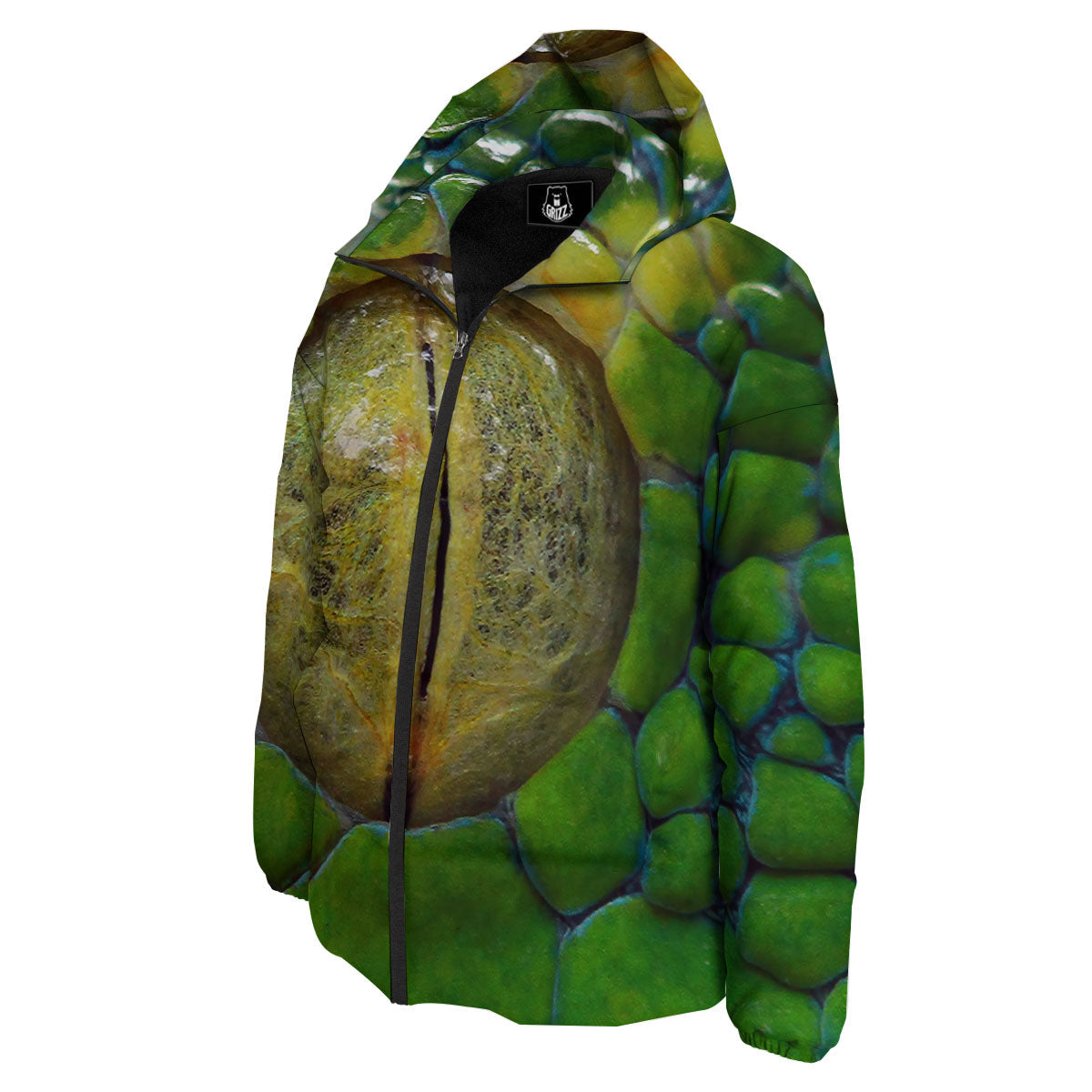 Snake Eye Green Print Down Jacket-grizzshop