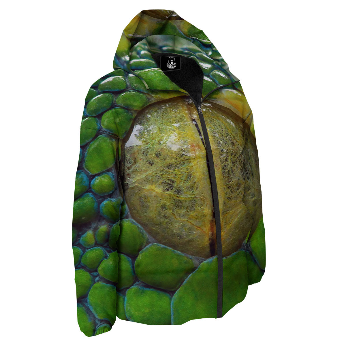 Snake Eye Green Print Down Jacket-grizzshop
