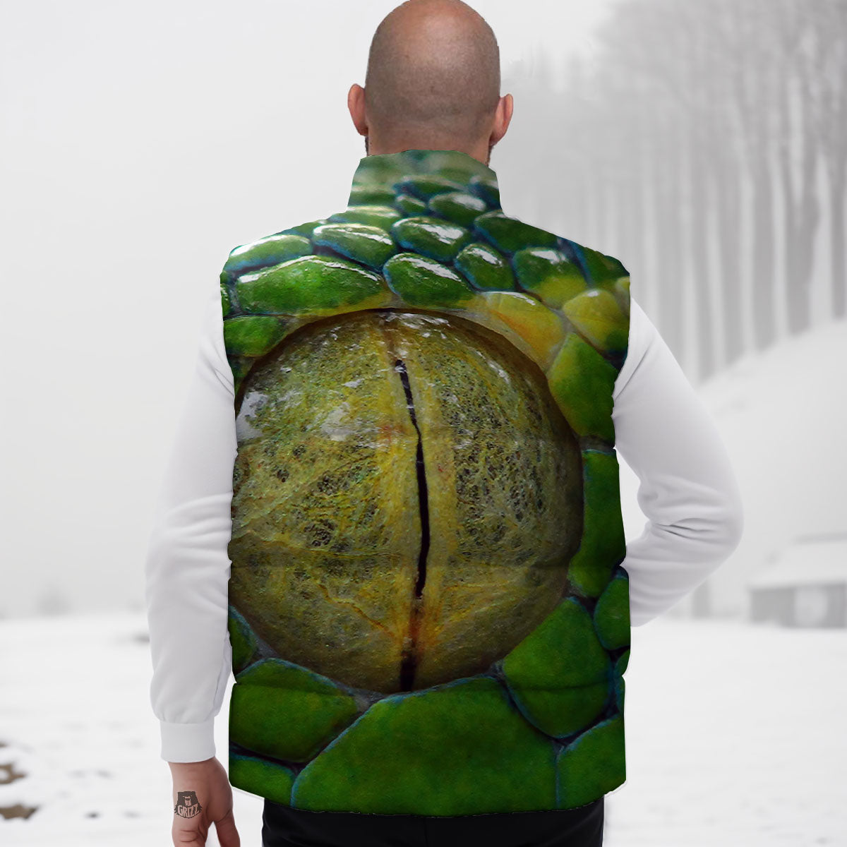 Snake Eye Green Print Down Vest