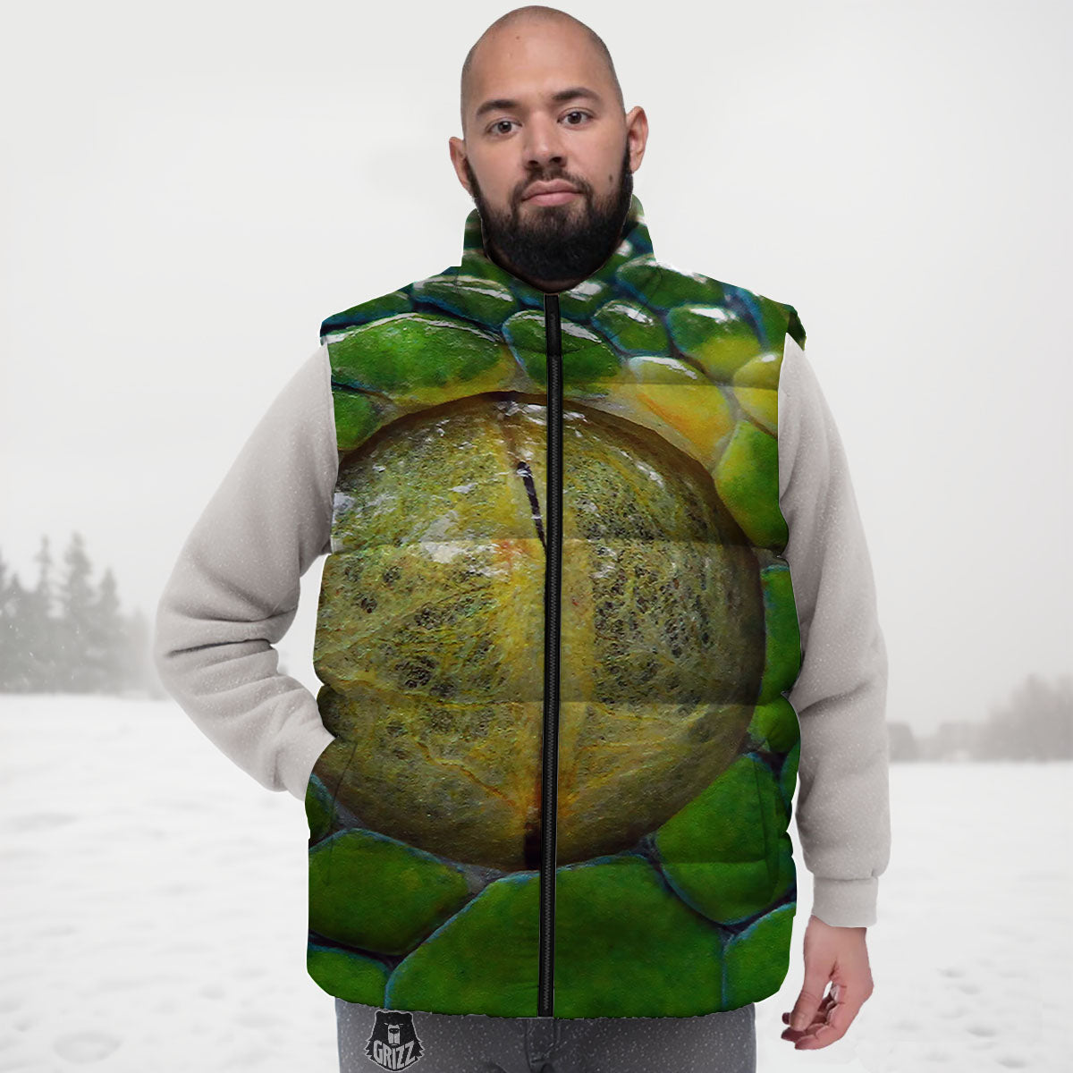 Snake Eye Green Print Down Vest