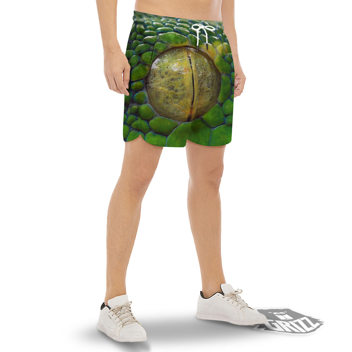 Snake Eye Green Print Men's Gym Shorts-grizzshop