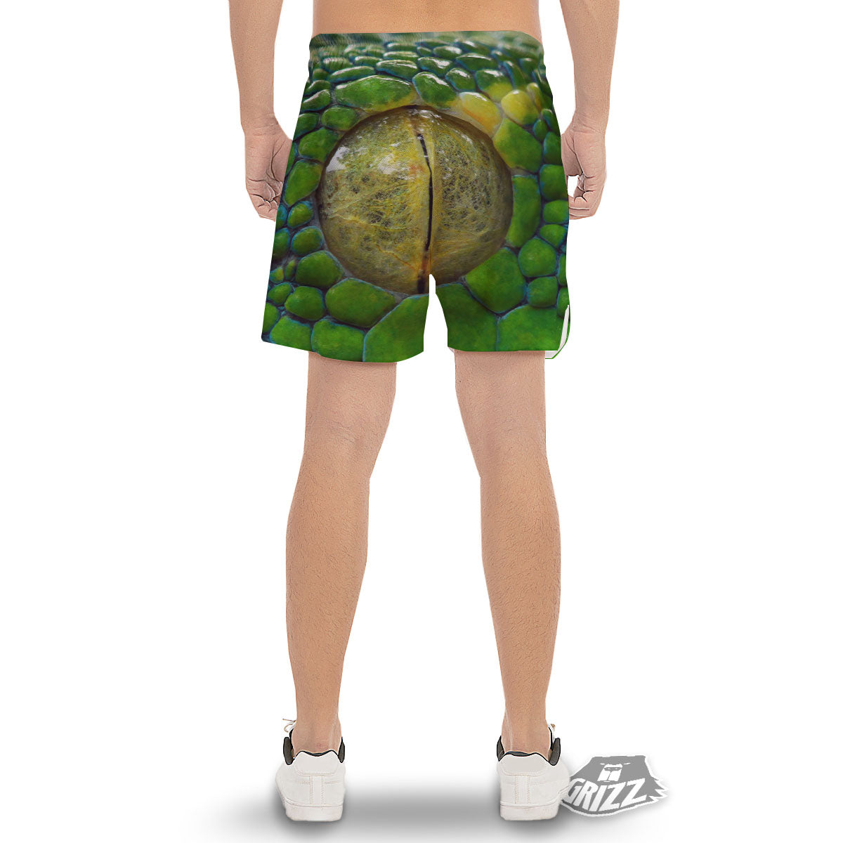 Snake Eye Green Print Men's Gym Shorts-grizzshop