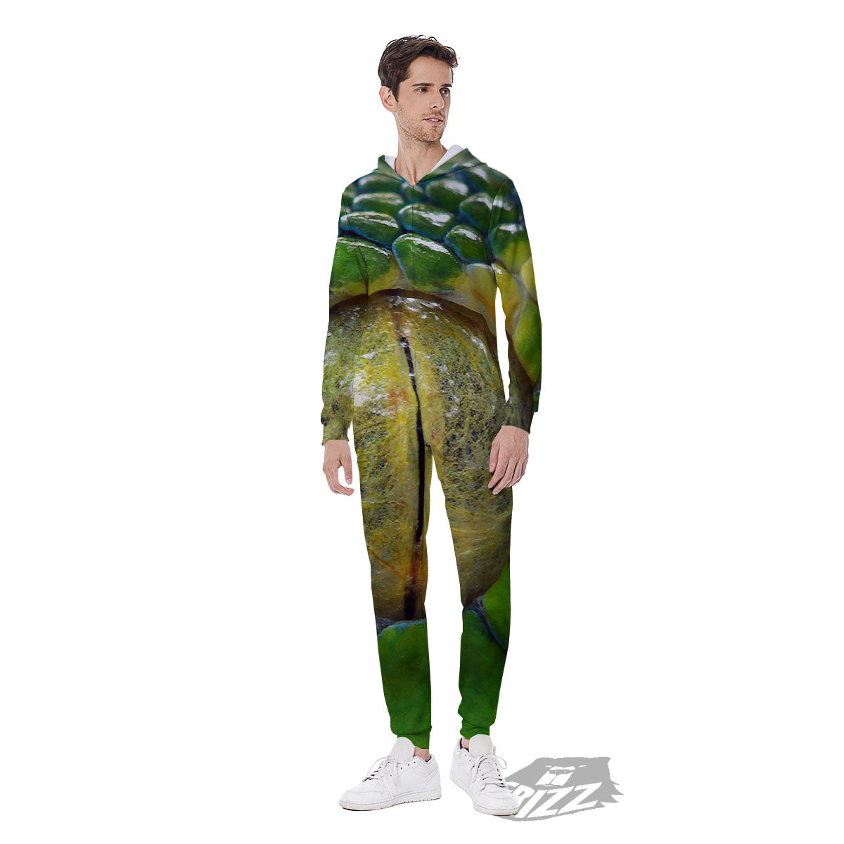Snake Eye Green Print Men's Jumpsuit-grizzshop