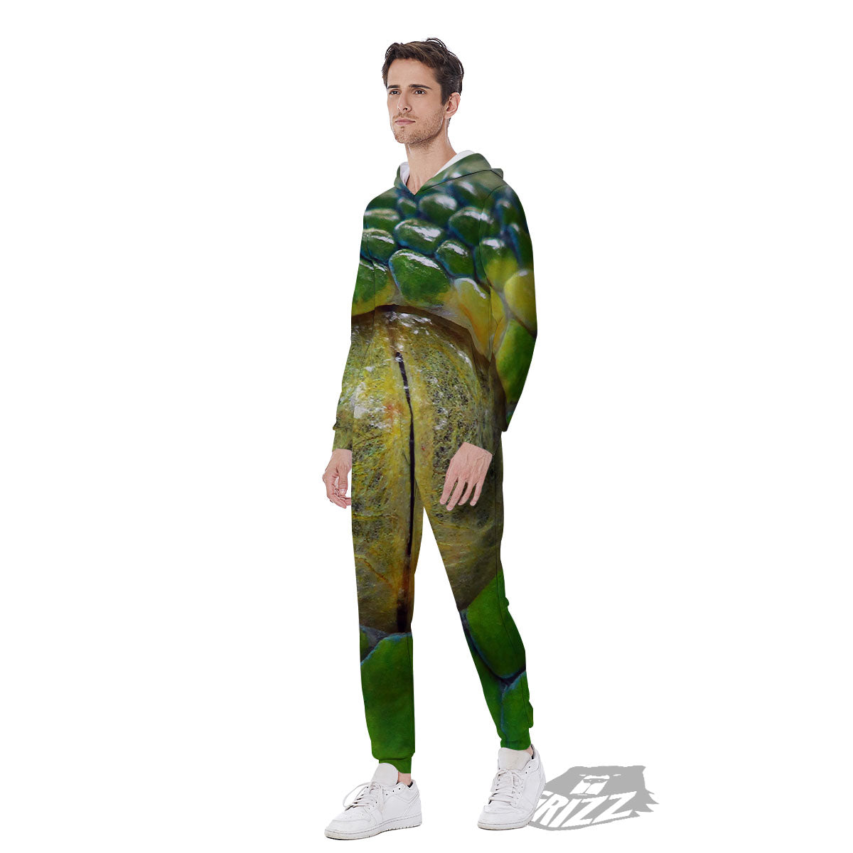 Snake Eye Green Print Men's Jumpsuit-grizzshop