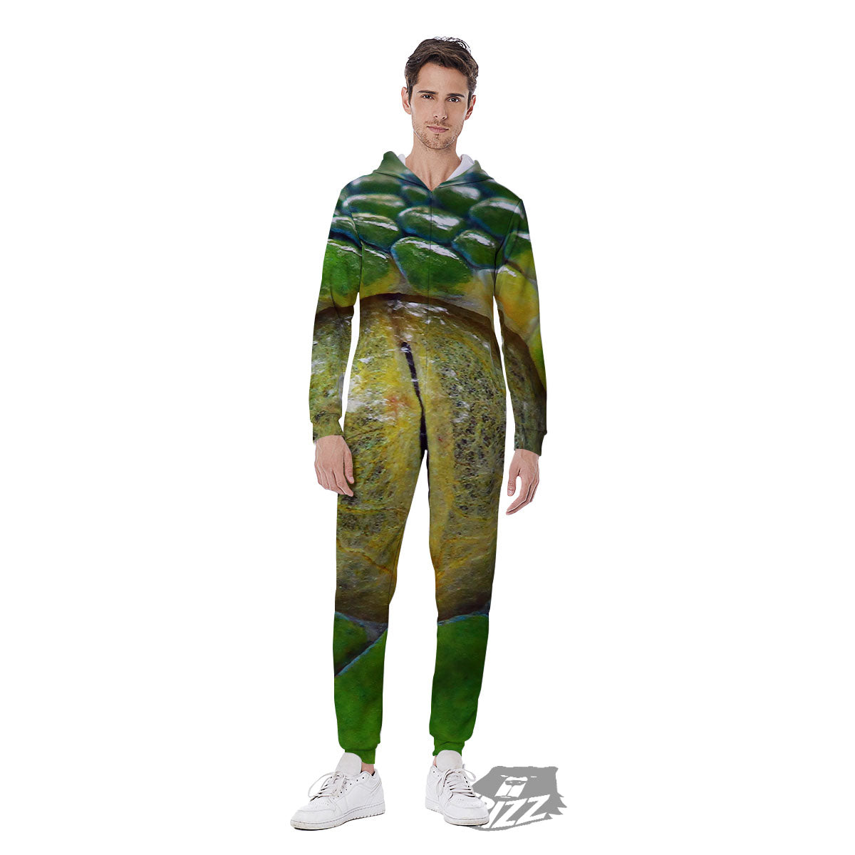 Snake Eye Green Print Men's Jumpsuit-grizzshop