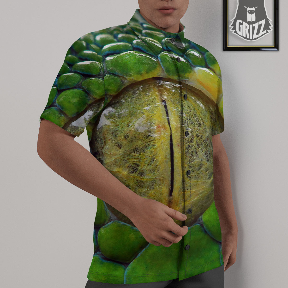 Snake Eye Green Print Untucked Shirts-grizzshop