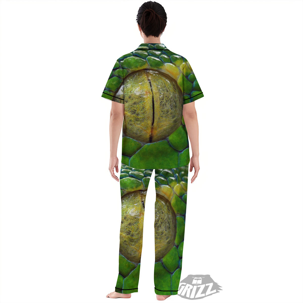 Snake Eye Green Print Women's Pajamas Set-grizzshop