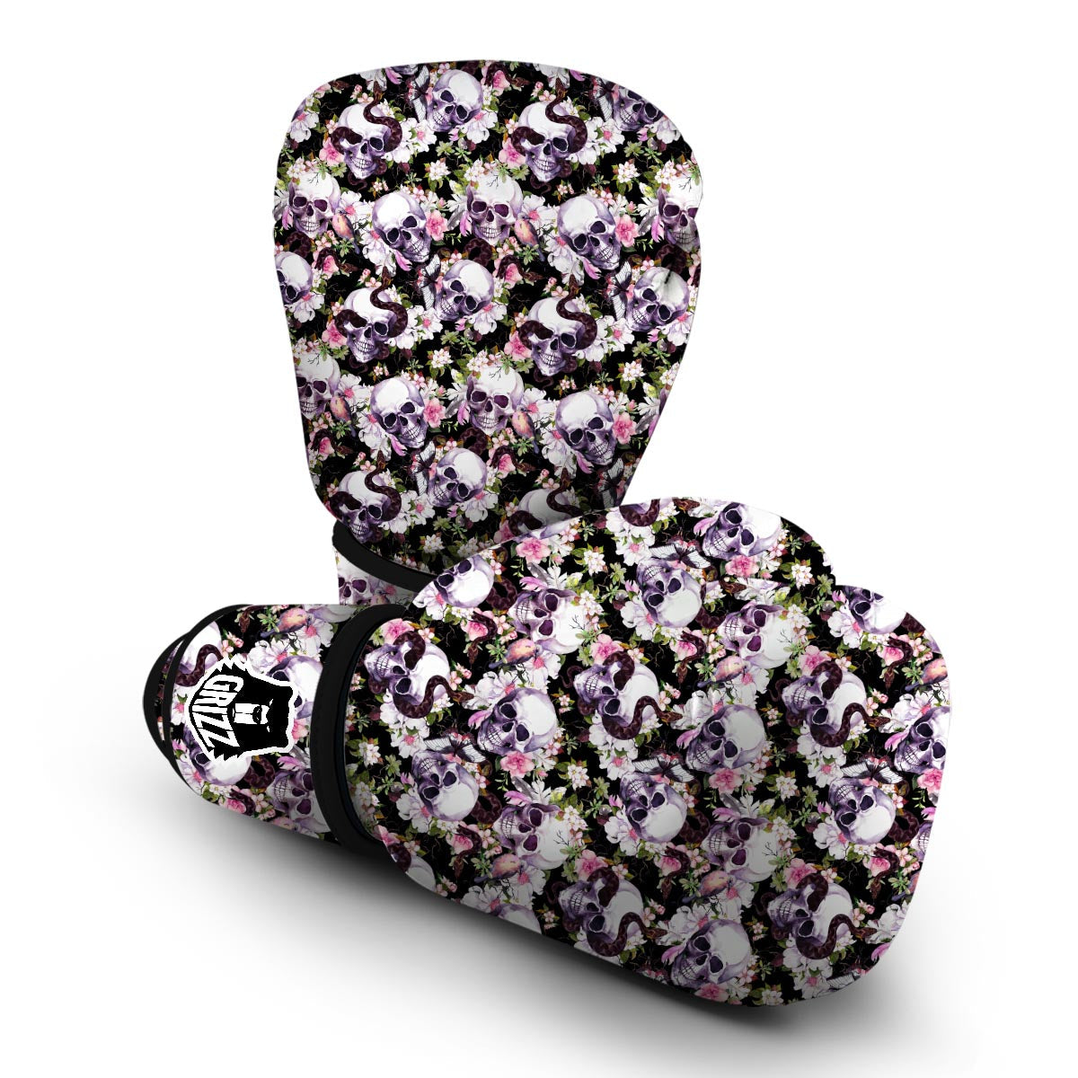 Snake Floral Skull Boxing Gloves-grizzshop